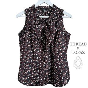 Sleeveless Silk Horse Print Equestrian Blouse Etcetera Size 4